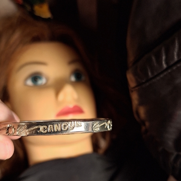 Sterling 925 Silver Bangle Bracelet Cancun Mexico Tropical Vintage - Picture 2 of 6